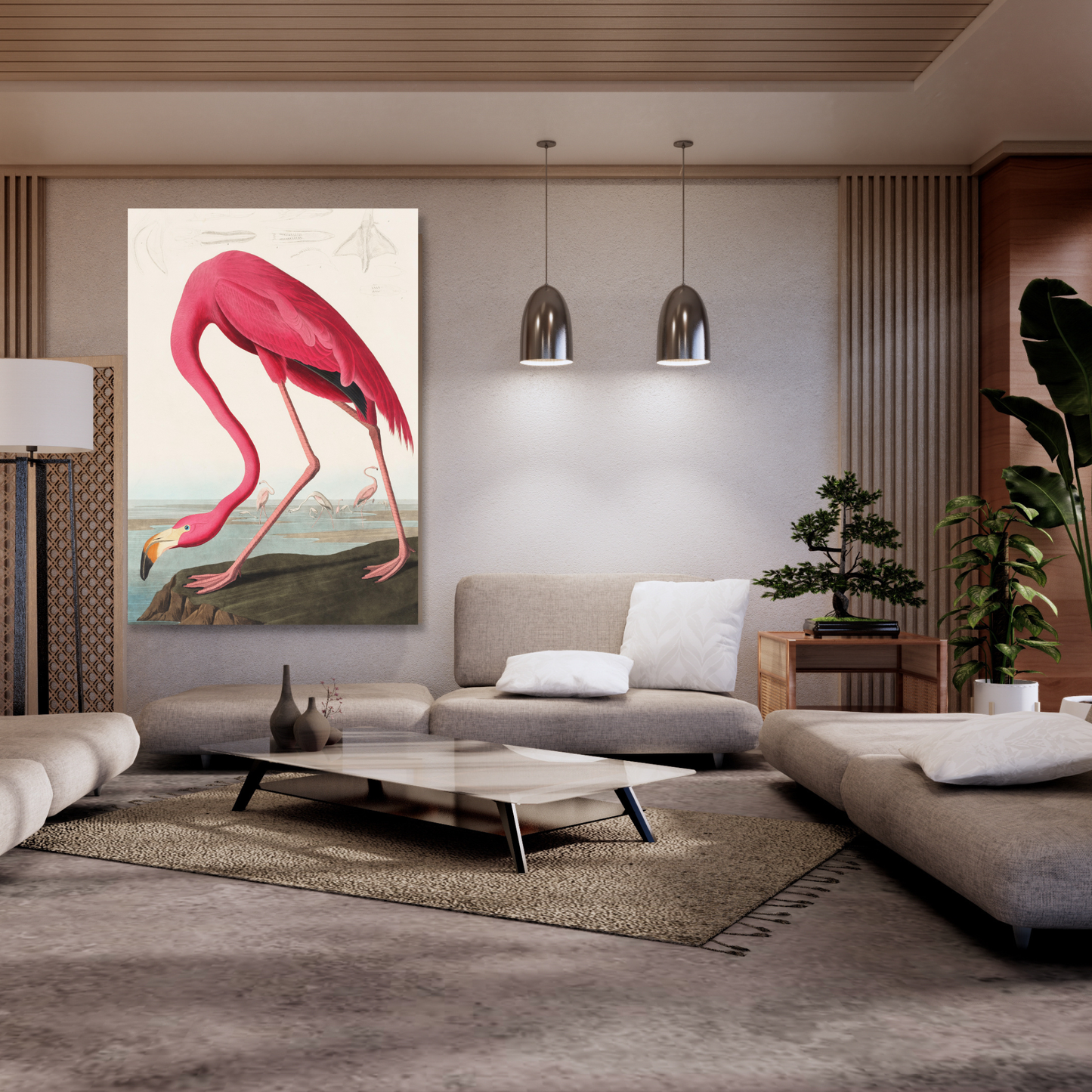 John James Audubon - Pink Flamingo from Birds of America Wall Art Canvas Print