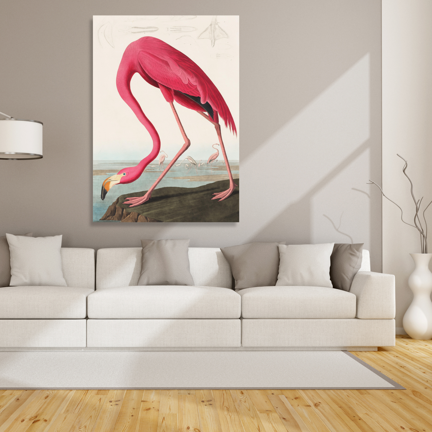 John James Audubon - Pink Flamingo from Birds of America Wall Art Canvas Print
