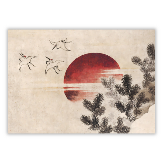 Katsushika Hokusai - Birds And Sunset