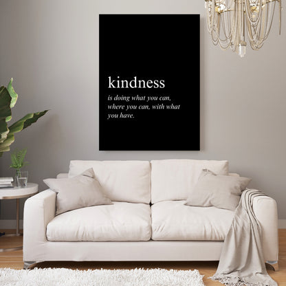 Kindness on Black Inspirational Wall Art Canvas Print