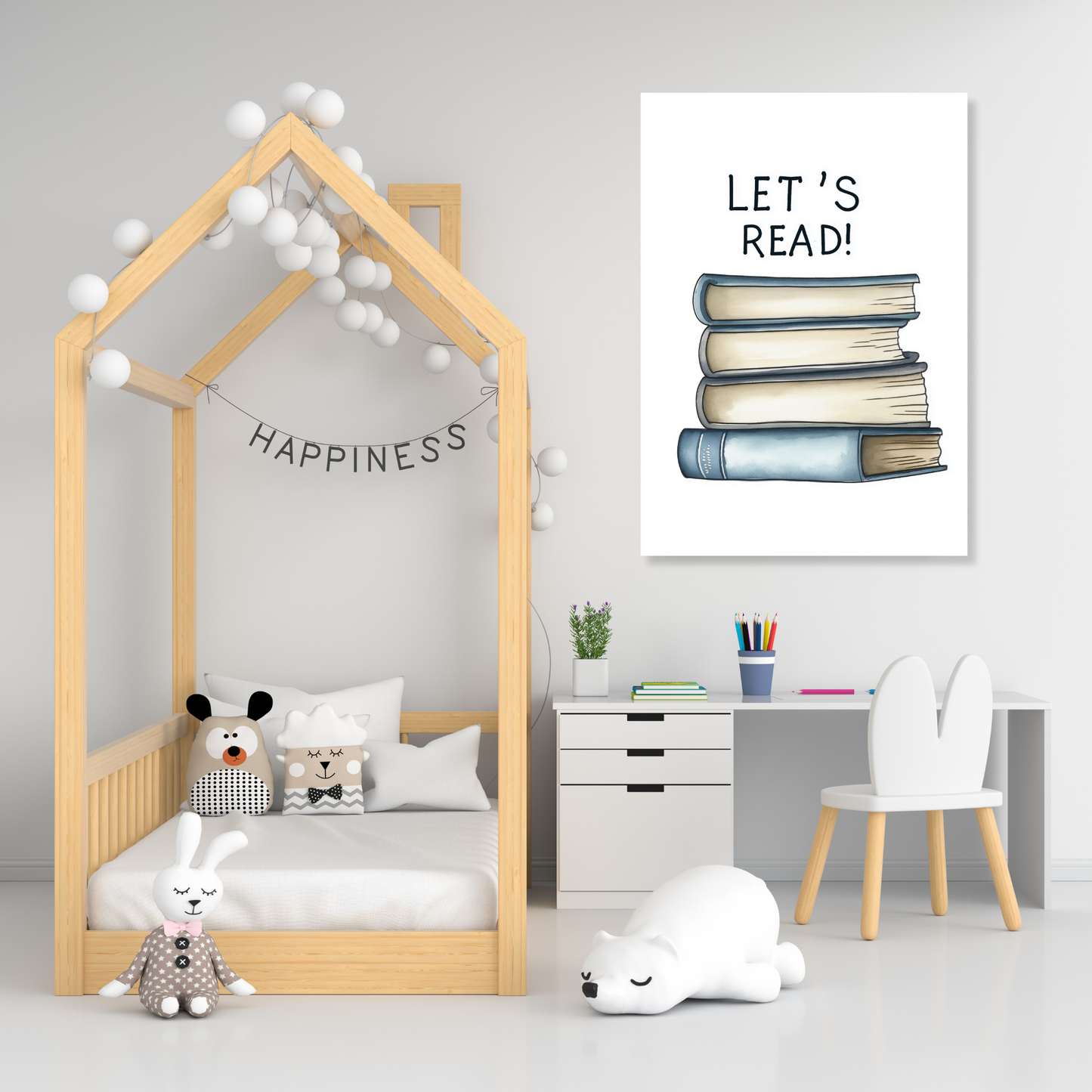 Let's Read Canvas Wall Art Print