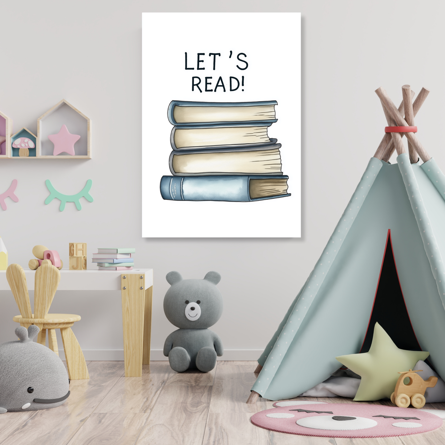 Let's Read Canvas Wall Art Print