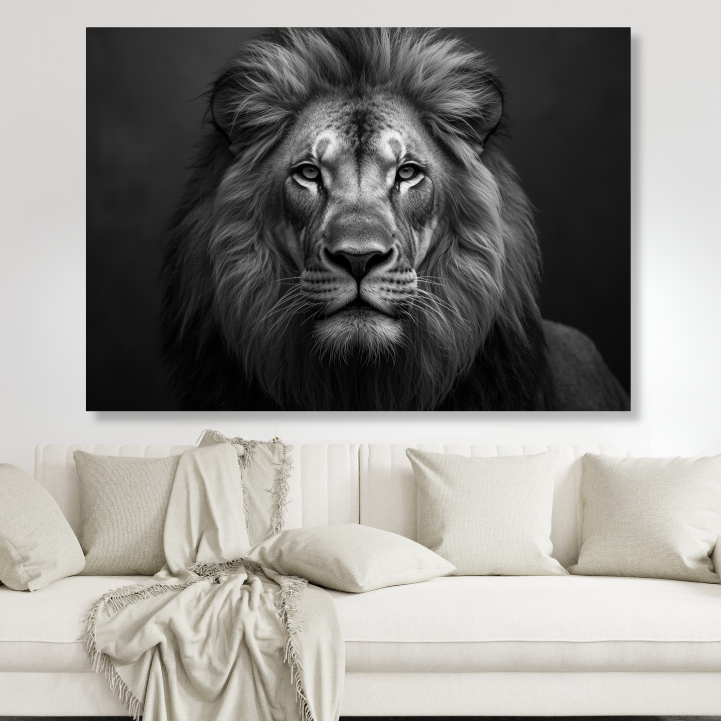 Black & White Lion Wall Art Canvas Print