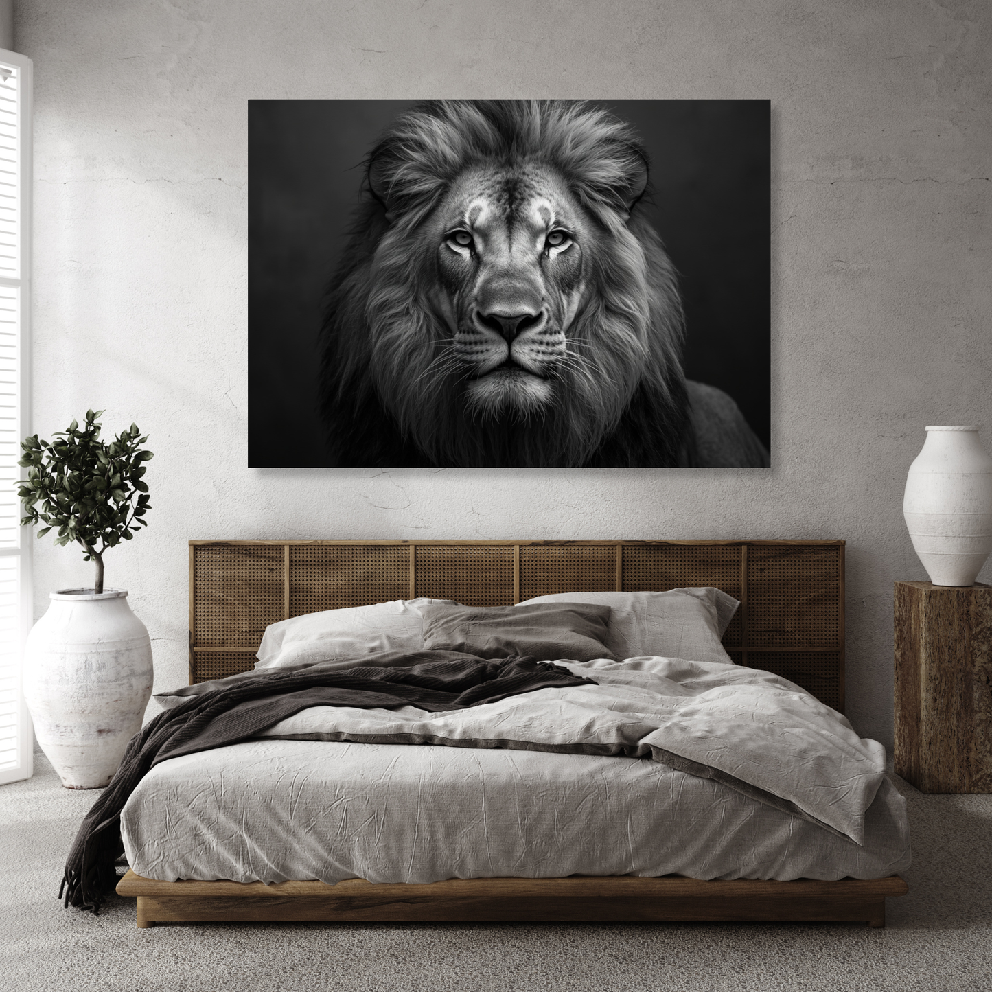 Black & White Lion Wall Art Canvas Print