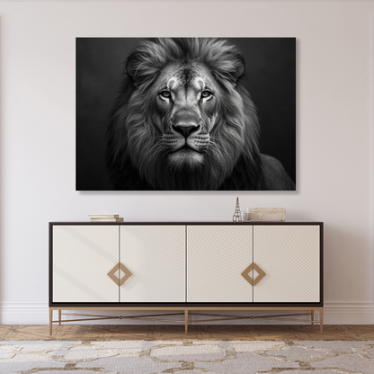 Black & White Lion Wall Art Canvas Print