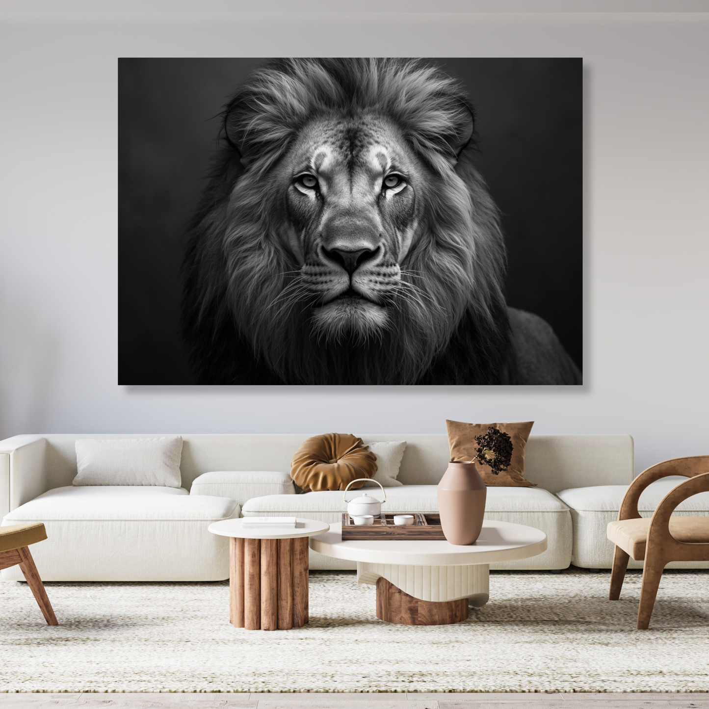 Black & White Lion Wall Art Canvas Print