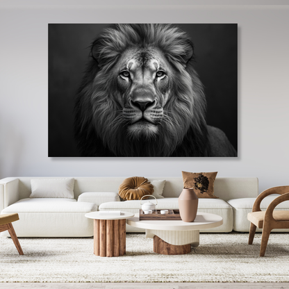 Black & White Lion Wall Art Canvas Print
