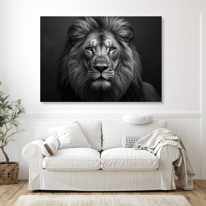 Black & White Lion Wall Art Canvas Print