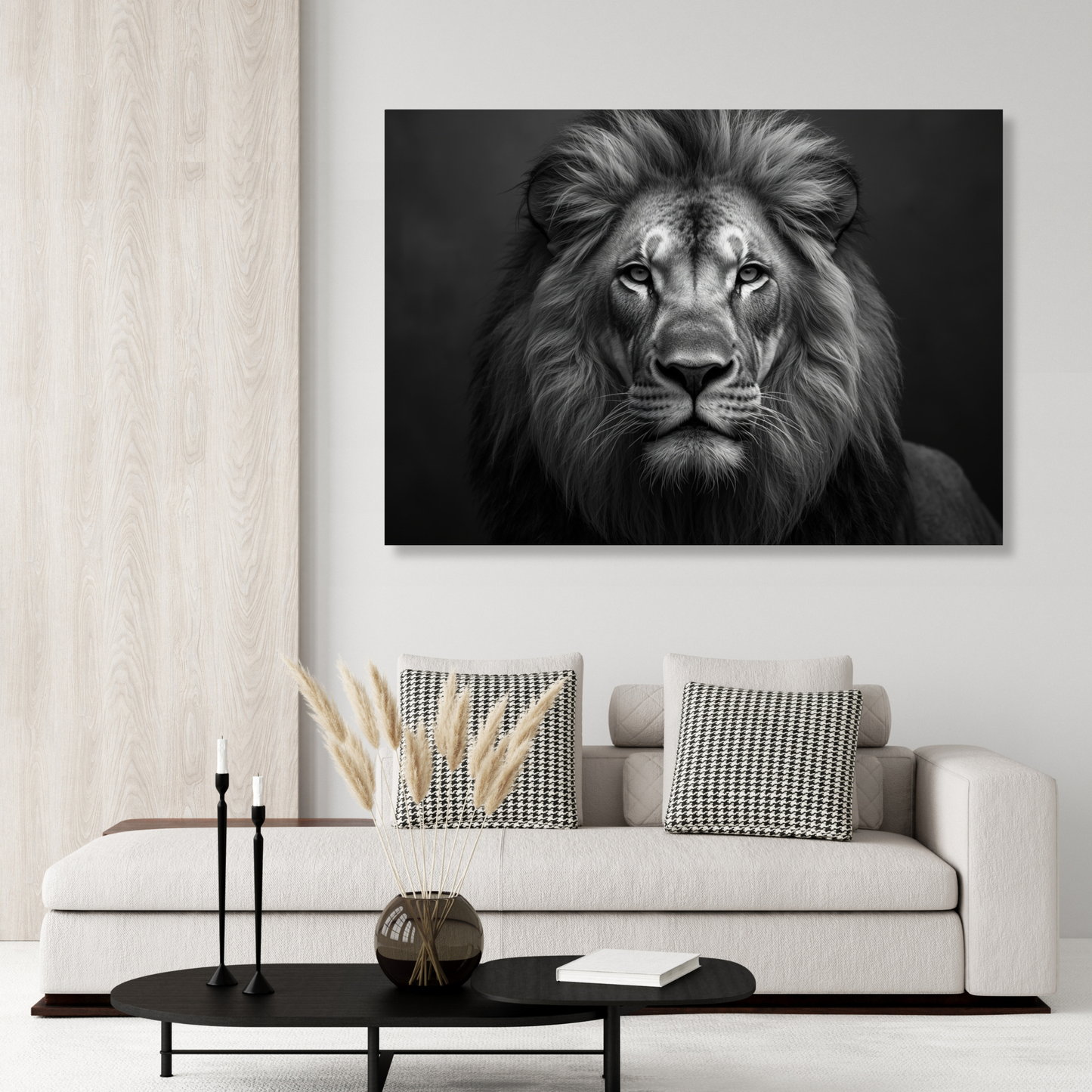 Black & White Lion Wall Art Canvas Print