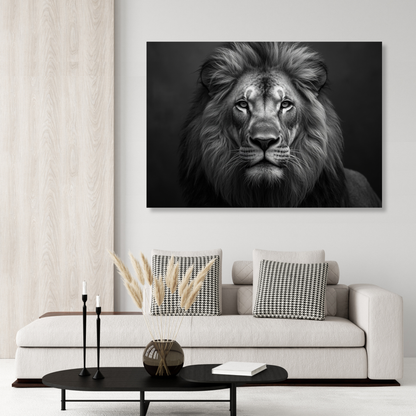 Black & White Lion Wall Art Canvas Print