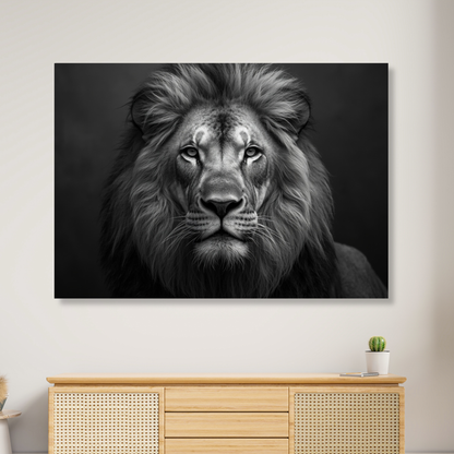 Black & White Lion Wall Art Canvas Print