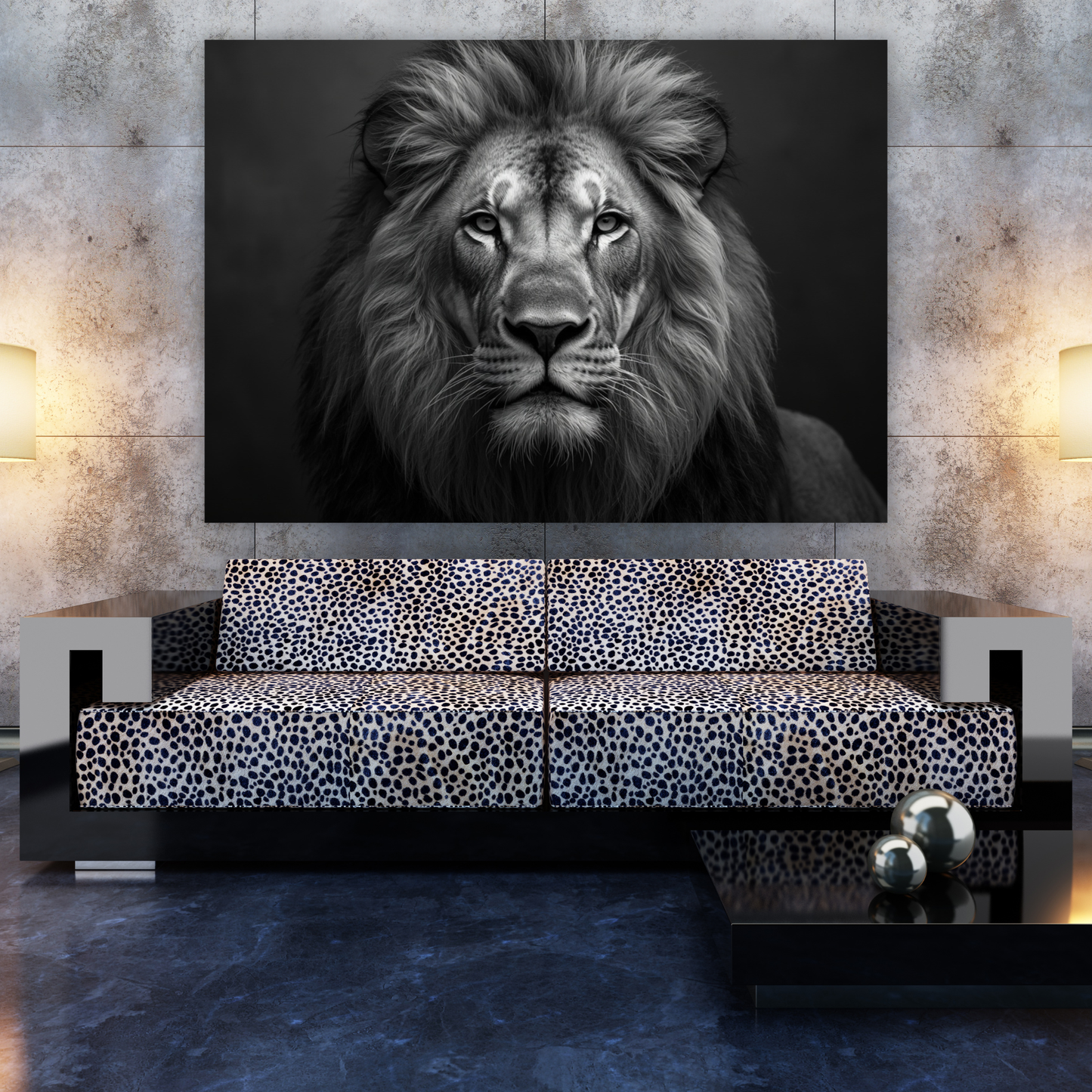 Black & White Lion Wall Art Canvas Print
