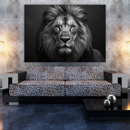 Black & White Lion Wall Art Canvas Print