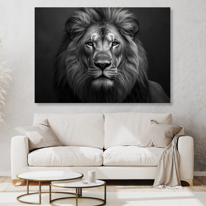 Black & White Lion Wall Art Canvas Print
