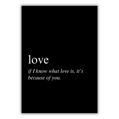 Love on Black Inspirational Wall Art Canvas Print