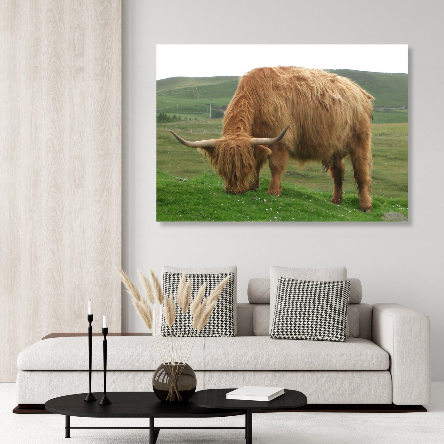 Grazing Highland Cow Animal Kingdom Wall Art Canvas Print