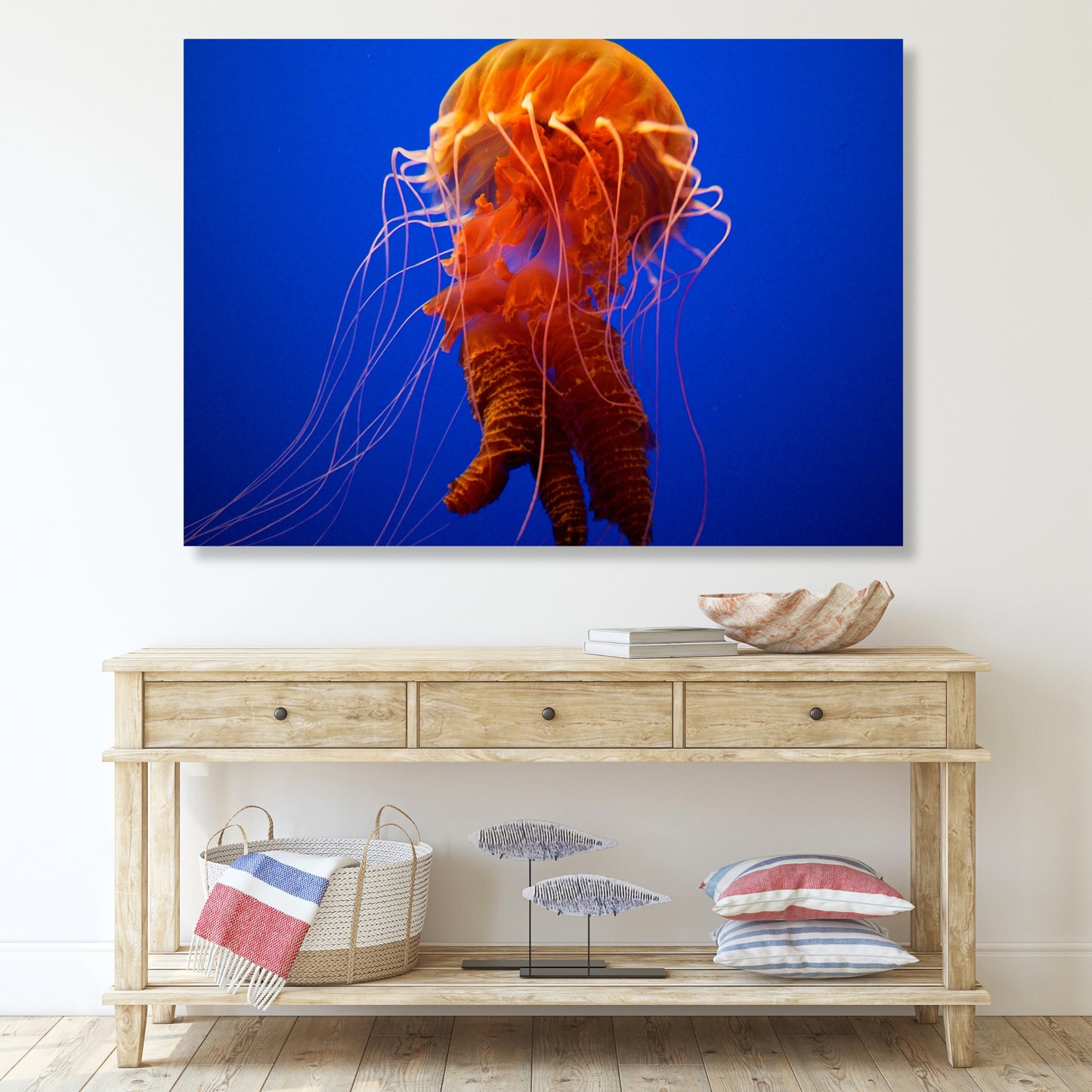 Orange Jellyfish Wall Art Canvas Print