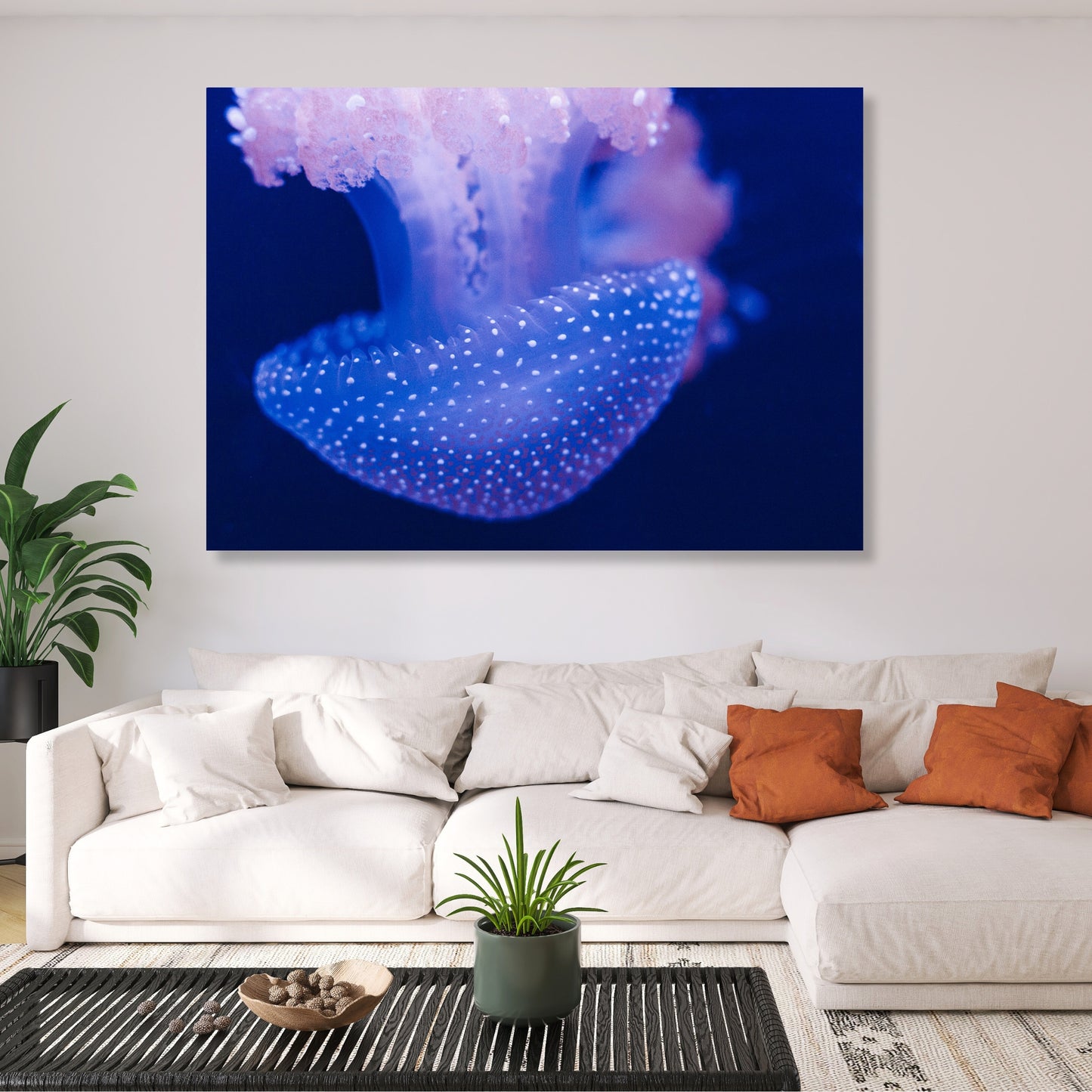 Jellyfish Indigo Wall Art Canvas Print