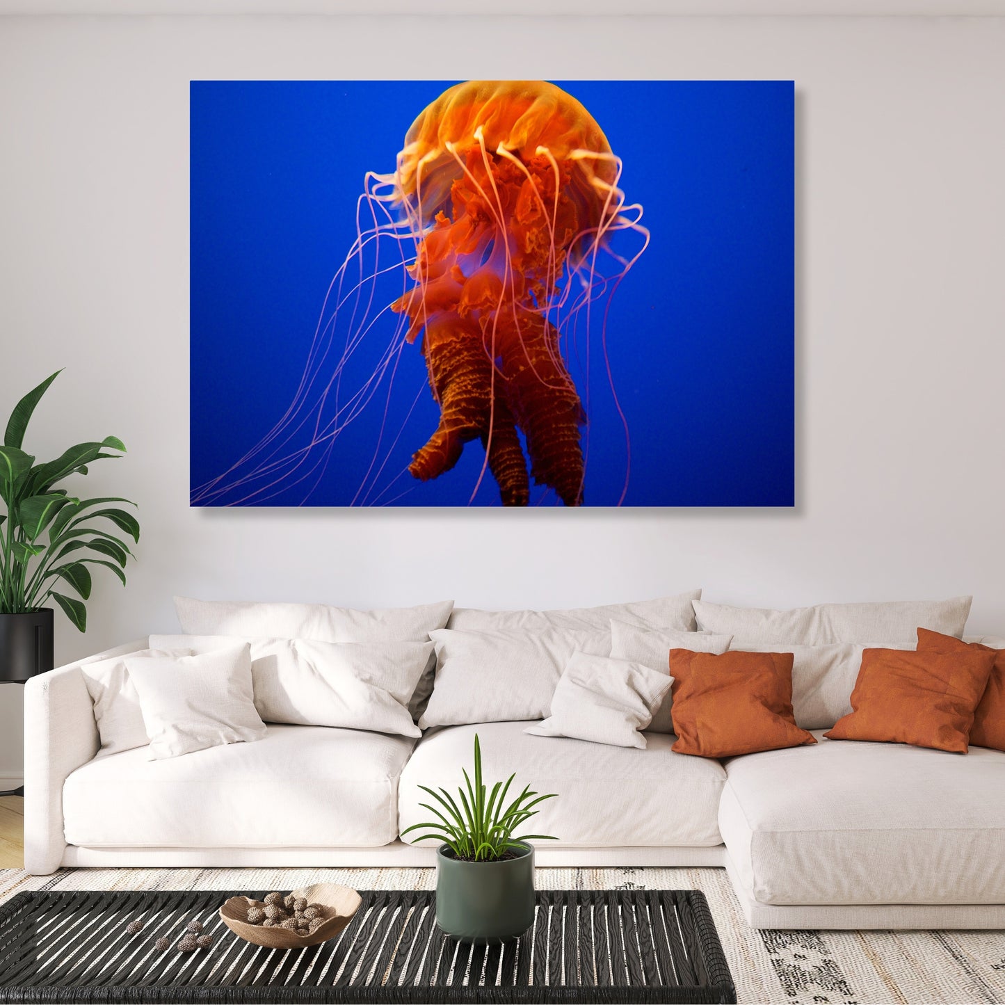 Orange Jellyfish Wall Art Canvas Print