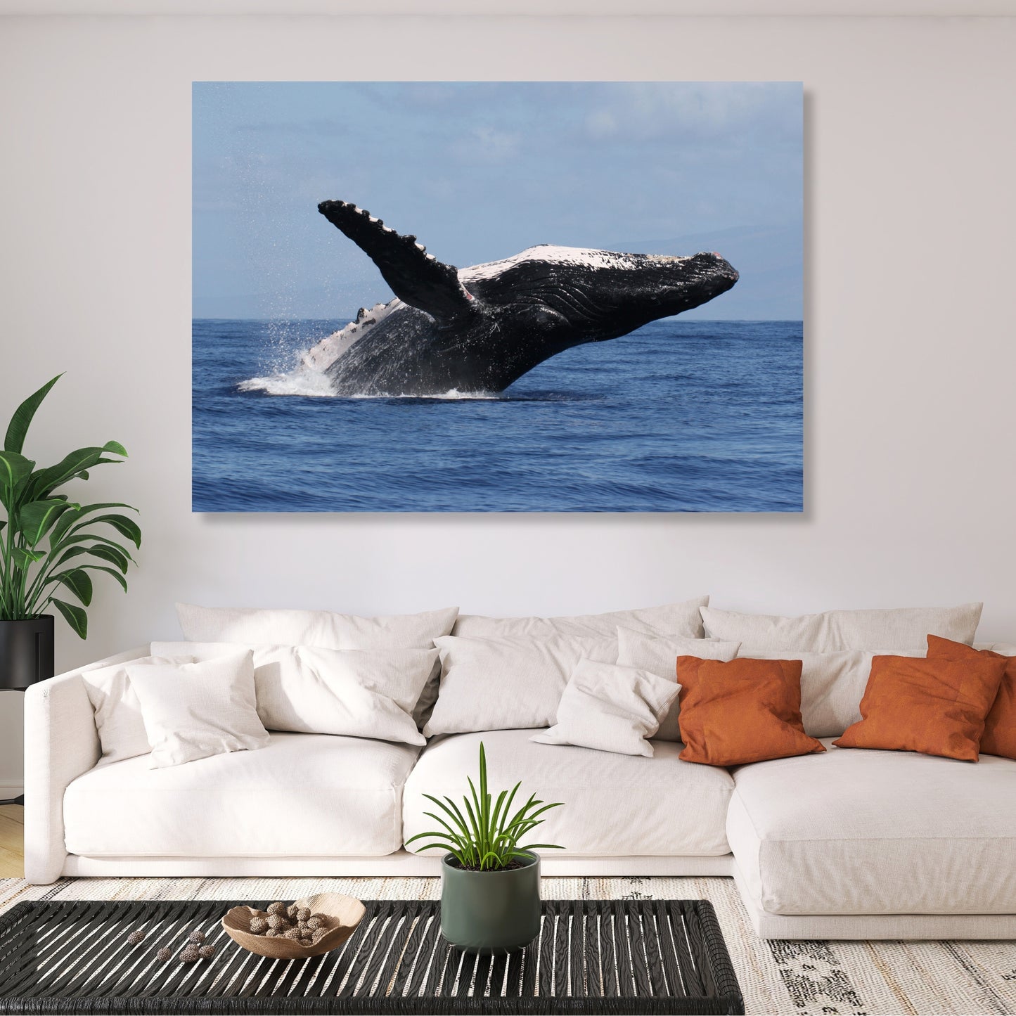 Humpback Breach Wall Art Canvas Print