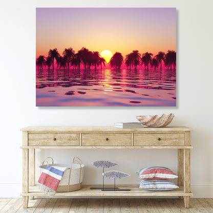 Sunlit Palms Wall Art Canvas Print