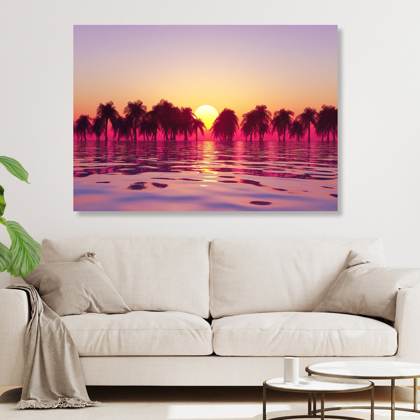 Sunlit Palms Wall Art Canvas Print