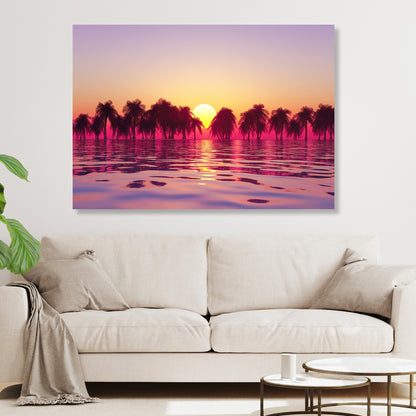 Sunlit Palms Wall Art Canvas Print