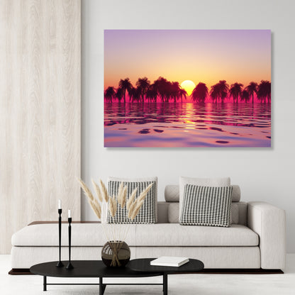 Sunlit Palms Wall Art Canvas Print