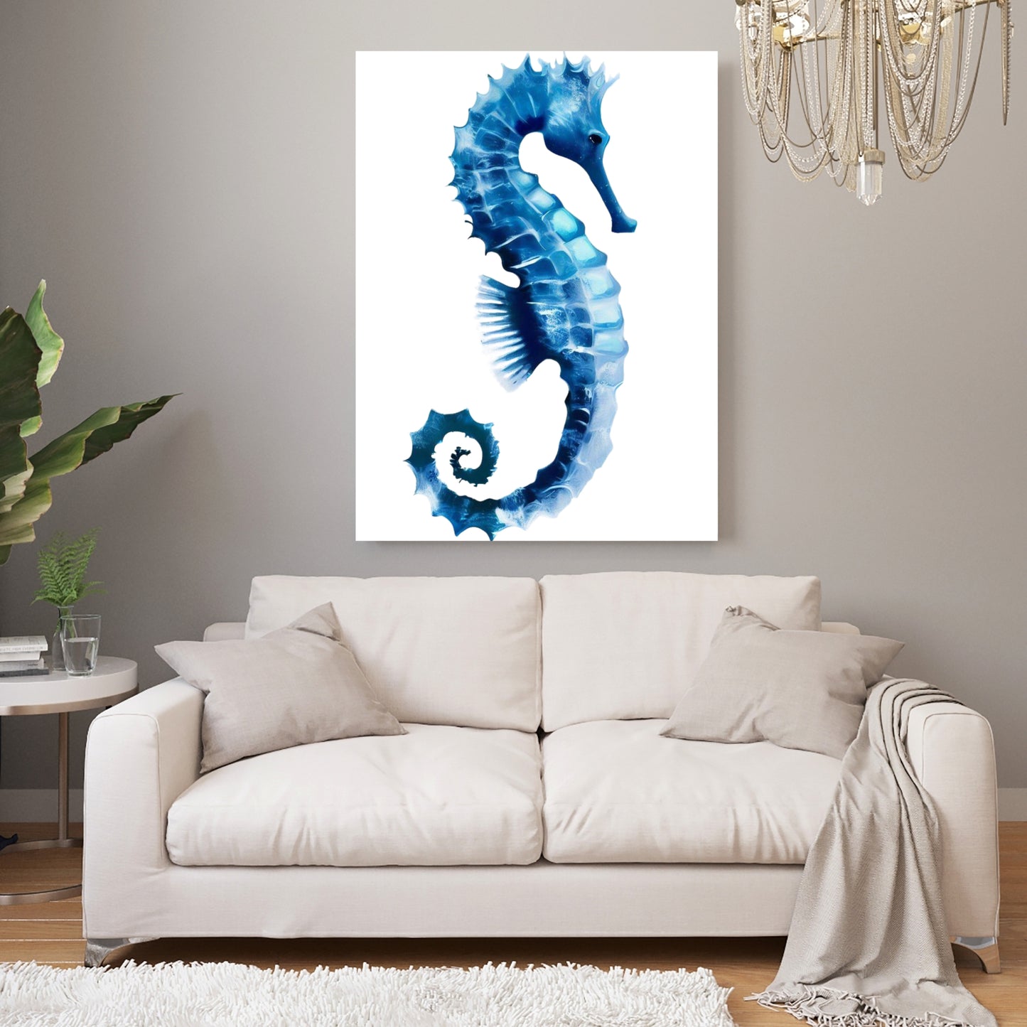 Hamptons Seahorse Serenade Wall Art Canvas Print