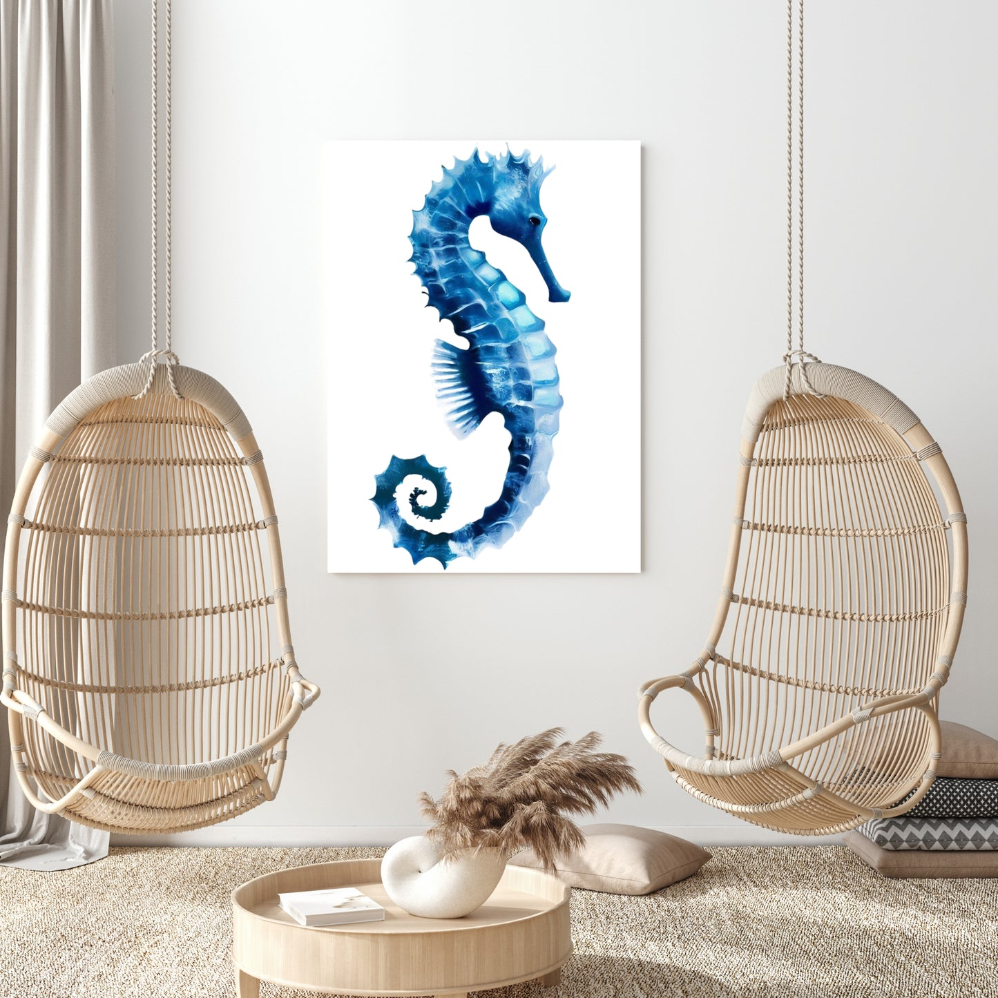 Hamptons Seahorse Serenade Wall Art Canvas Print