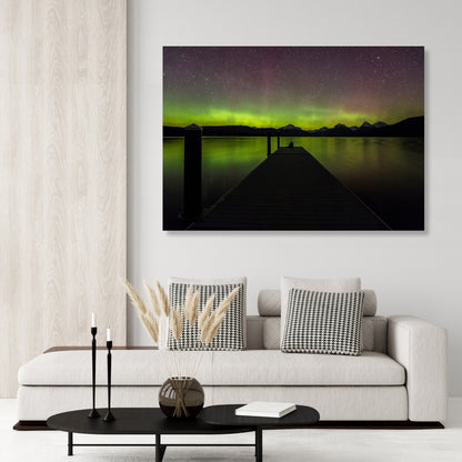 Aurora On The Lake Wall Art Canvas Print