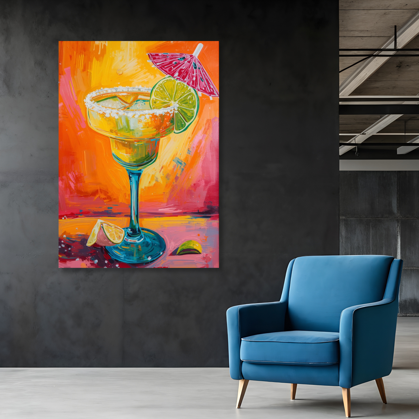 Summer Margarita Cocktail Wall Art Canvas Print
