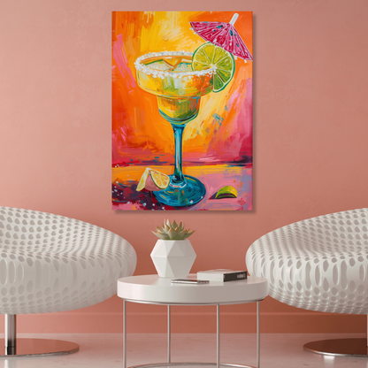Summer Margarita Cocktail Wall Art Canvas Print