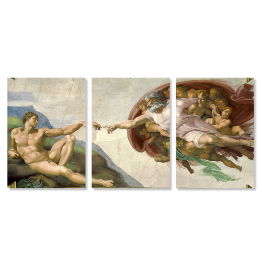 Michelangelo - The Creation of Adam Set of 3 Wall Art Canvas Prints