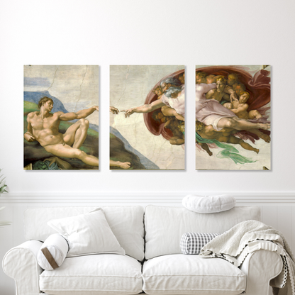 Michelangelo - The Creation of Adam Set of 3 Wall Art Canvas Prints