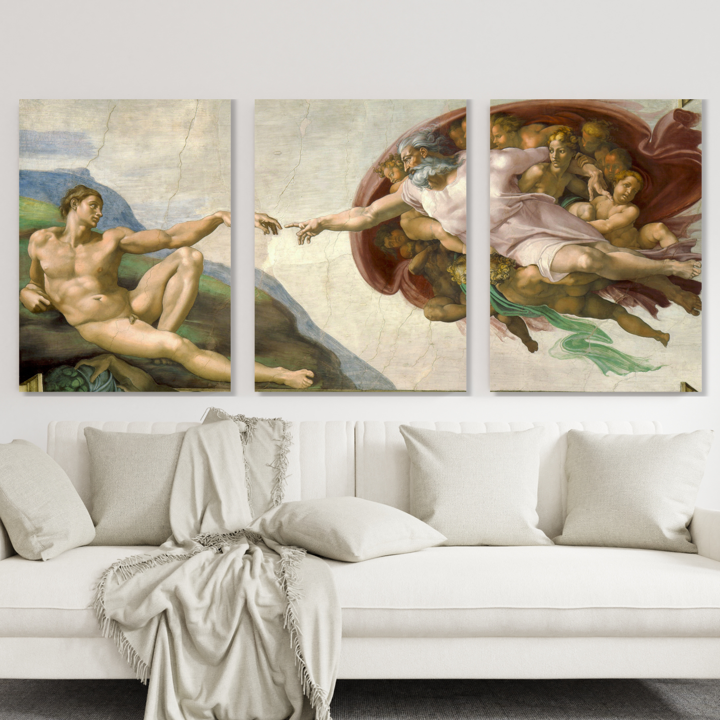 Michelangelo - The Creation of Adam Set of 3 Wall Art Canvas Prints