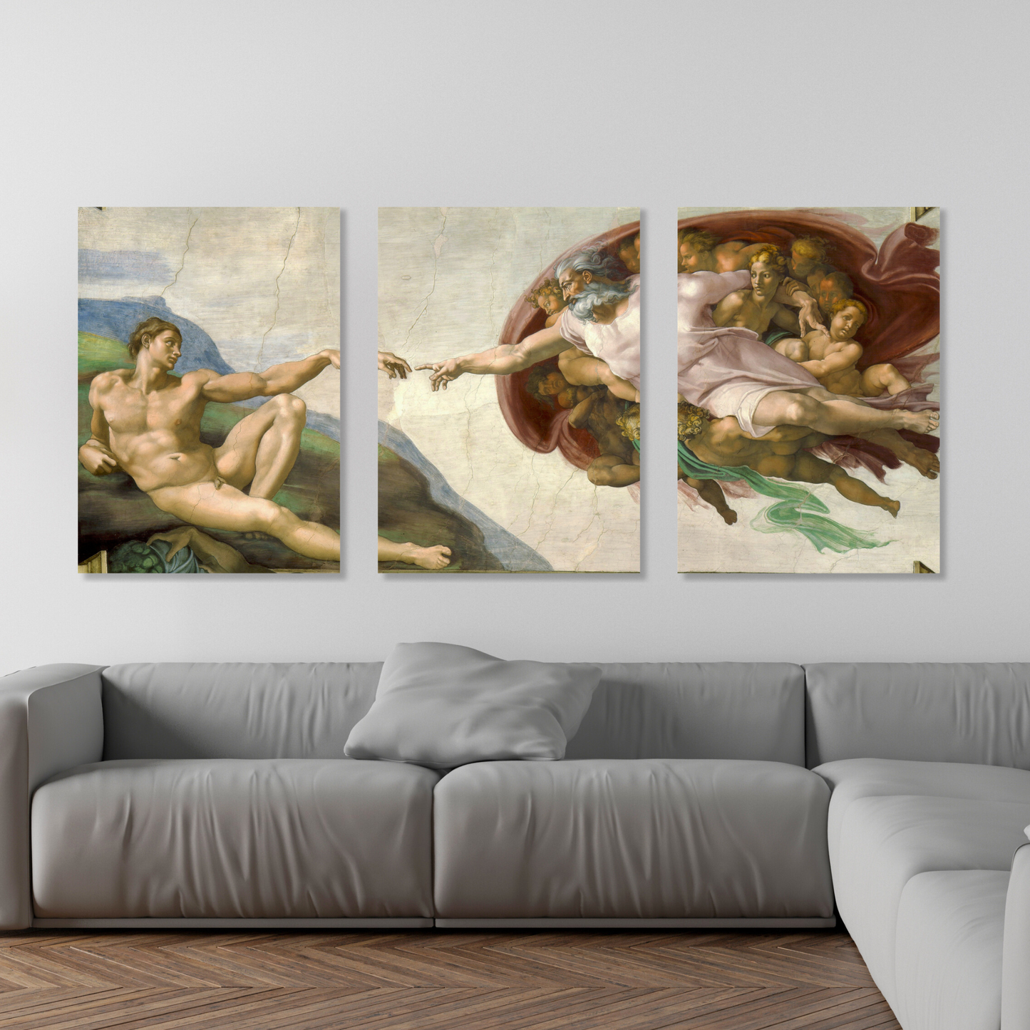 Michelangelo - The Creation of Adam Set of 3 Wall Art Canvas Prints