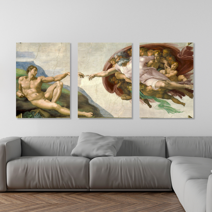 Michelangelo - The Creation of Adam Set of 3 Wall Art Canvas Prints