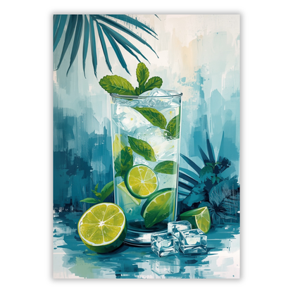 Summer Mojito Cocktail Wall Art Canvas Print