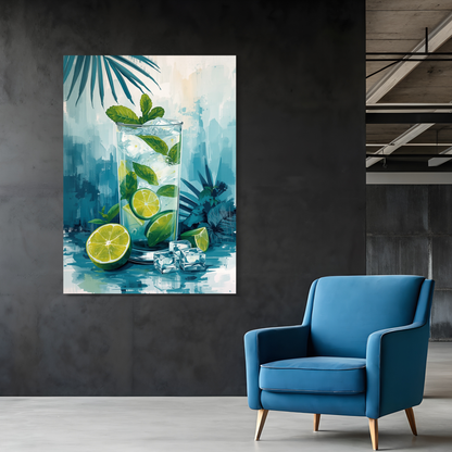 Summer Mojito Cocktail Wall Art Canvas Print