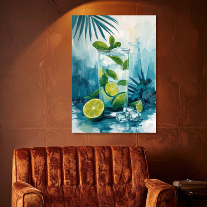 Summer Mojito Cocktail Wall Art Canvas Print