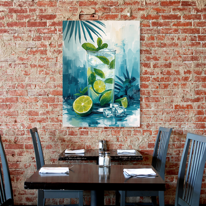Summer Mojito Cocktail Wall Art Canvas Print