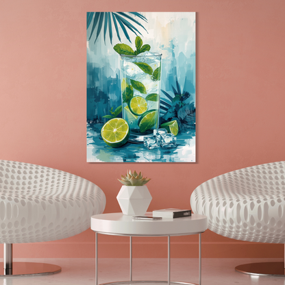 Summer Mojito Cocktail Wall Art Canvas Print
