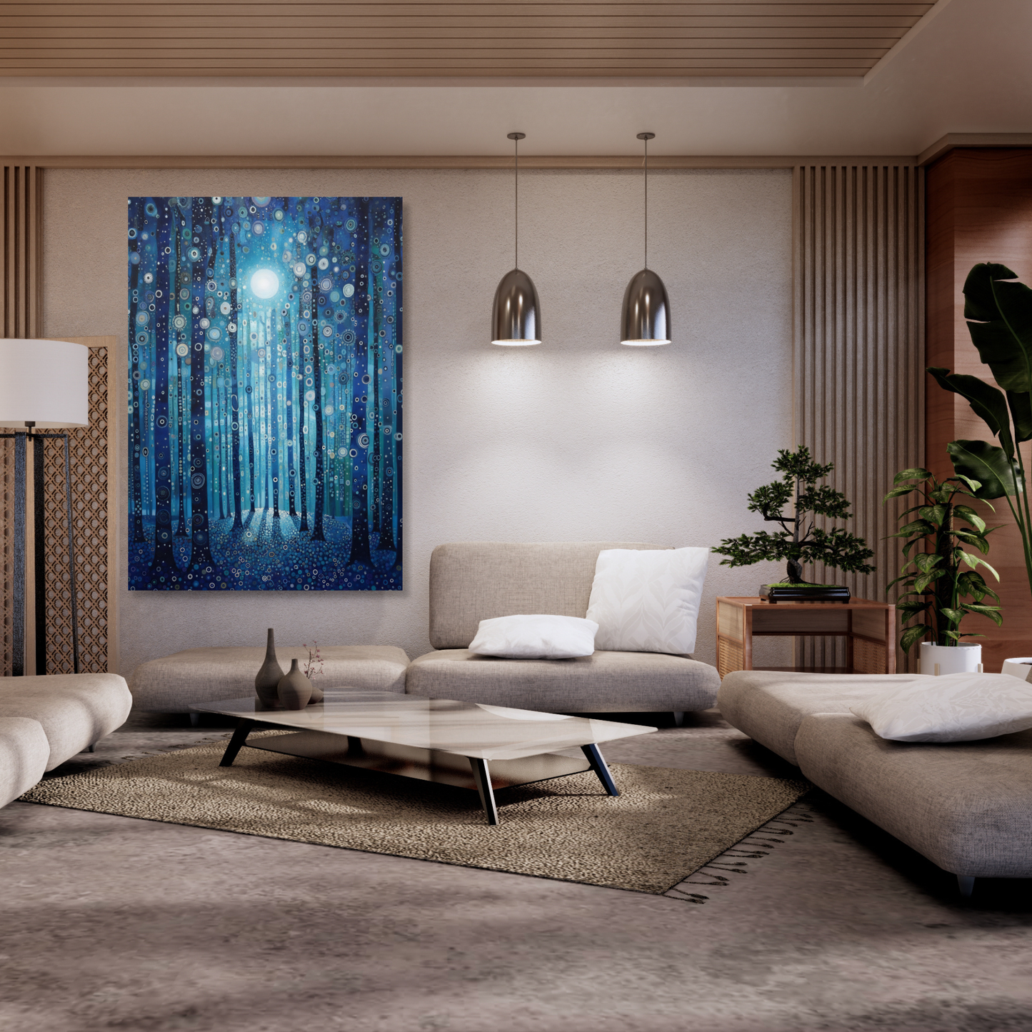 Moonlit Forest Wall Art Canvas Print