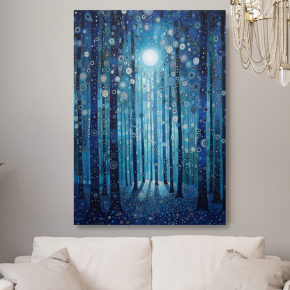 Moonlit Forest Wall Art Canvas Print