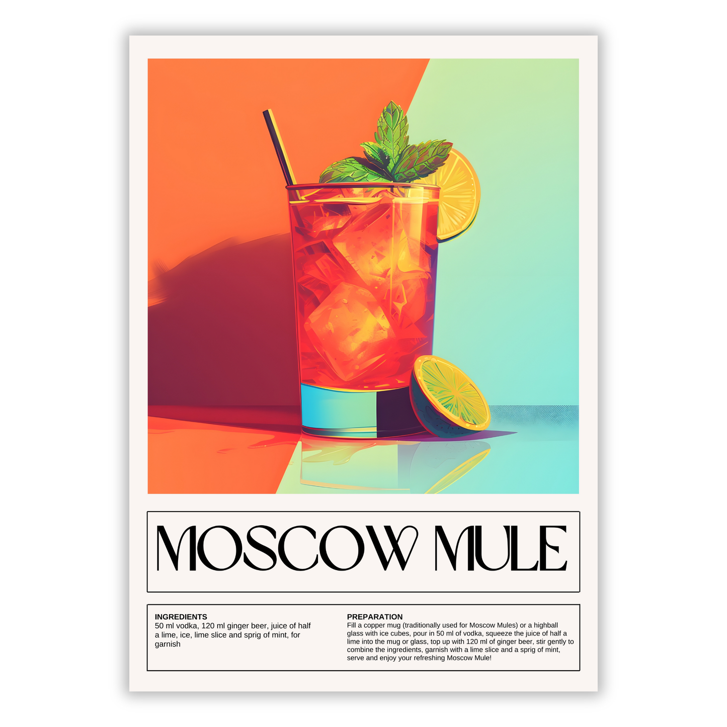 Moscow Mule Cocktail Wall Art Canvas Print