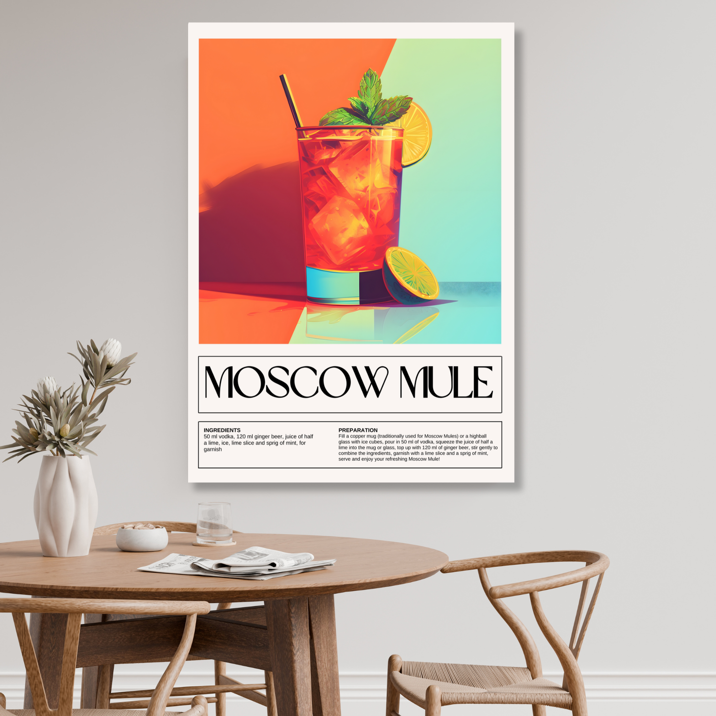 Moscow Mule Cocktail Wall Art Canvas Print