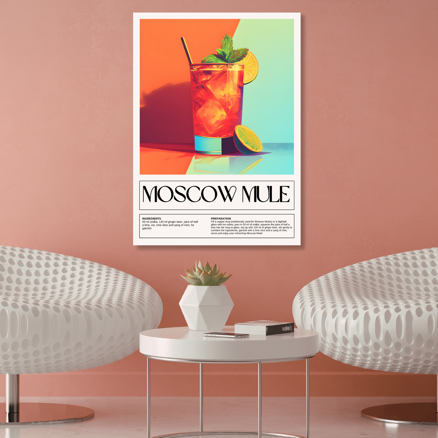 Moscow Mule Cocktail Wall Art Canvas Print