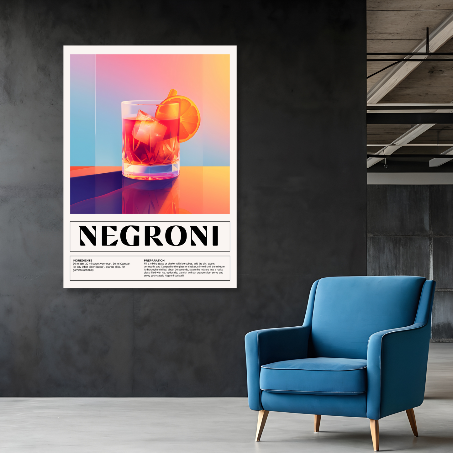 Negroni Cocktail Wall Art Canvas Print