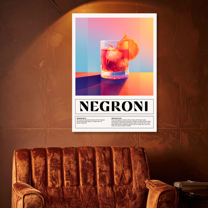 Negroni Cocktail Wall Art Canvas Print
